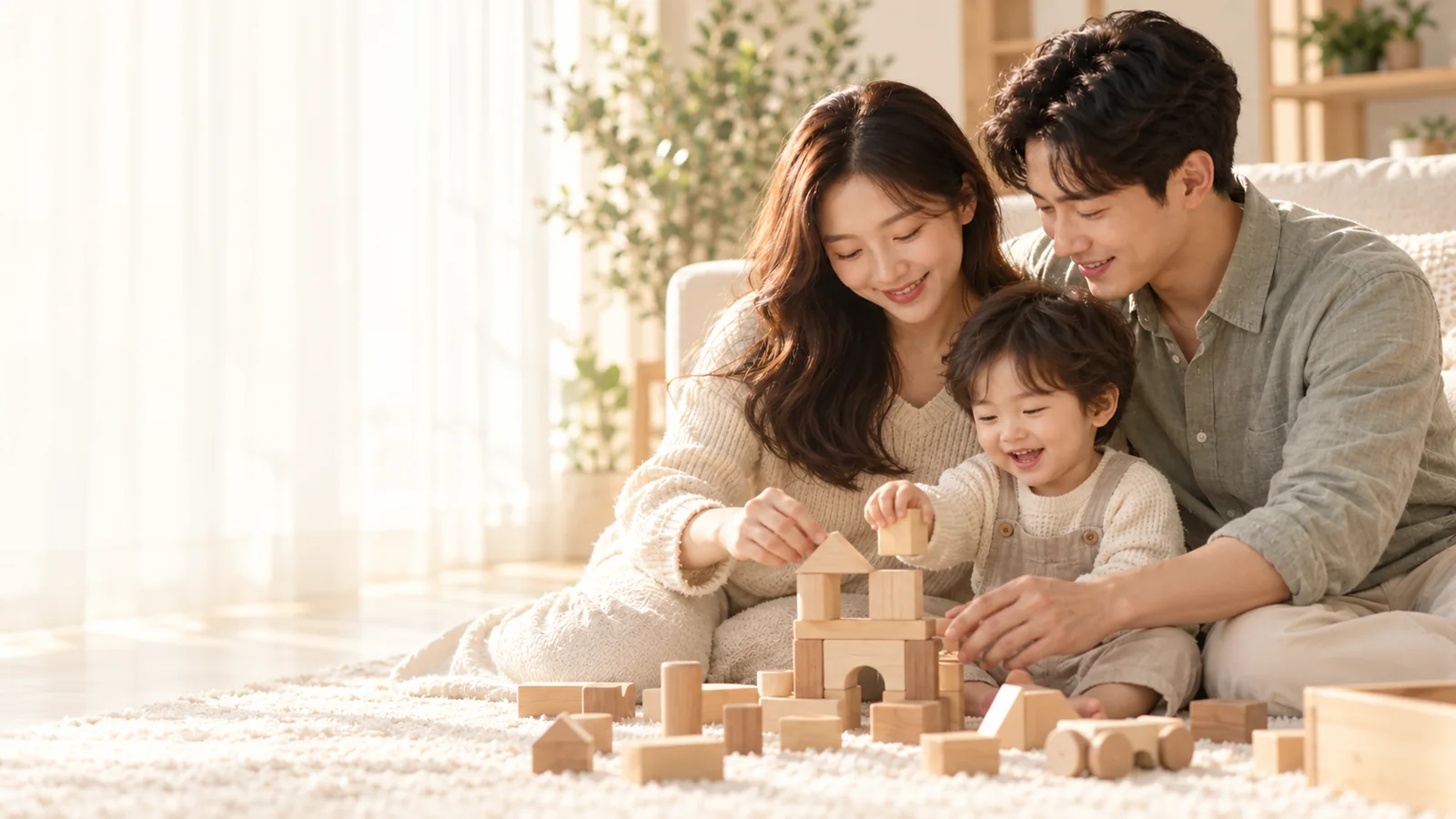 함께 시간을 보내는 한국 가족의 설명용 이미지